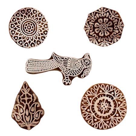 Set of 5 Piece New Mix Wooden Printing Blocks